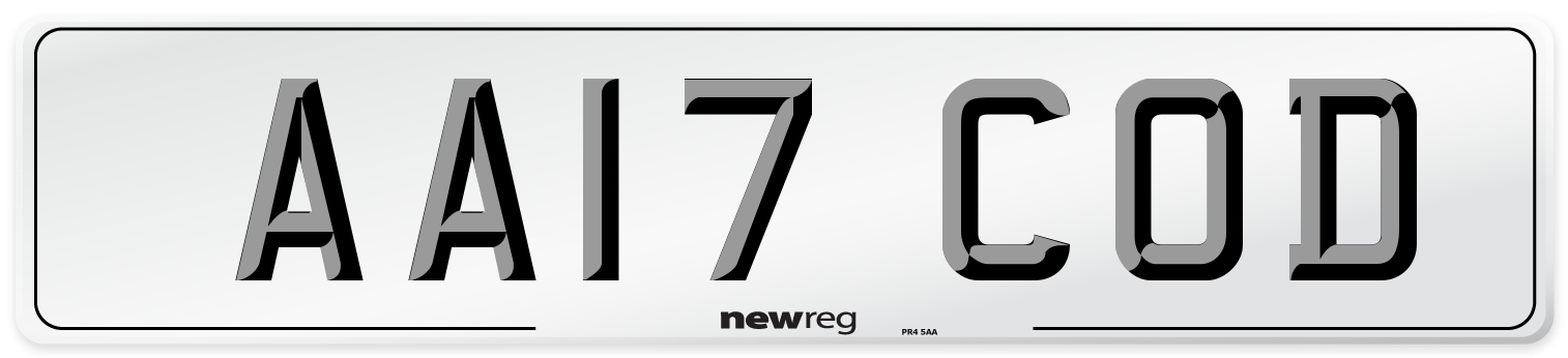 AA17 COD Number Plate from New Reg